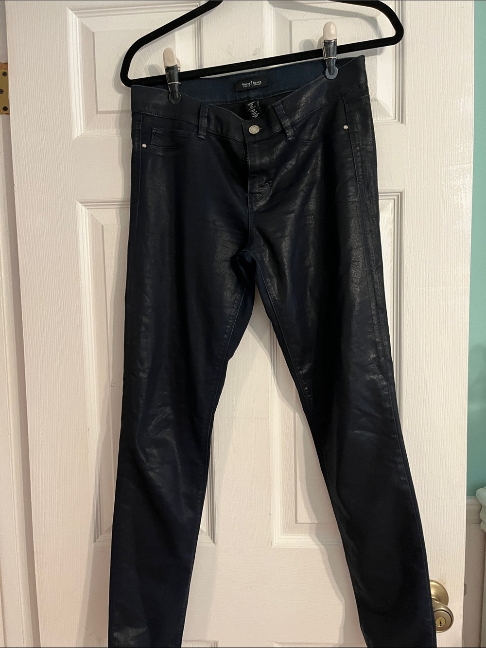 White House Black Market Navy Coated Skinny Jeans